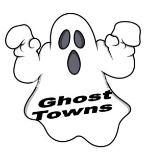 ghost with words ghost towns to use on website
