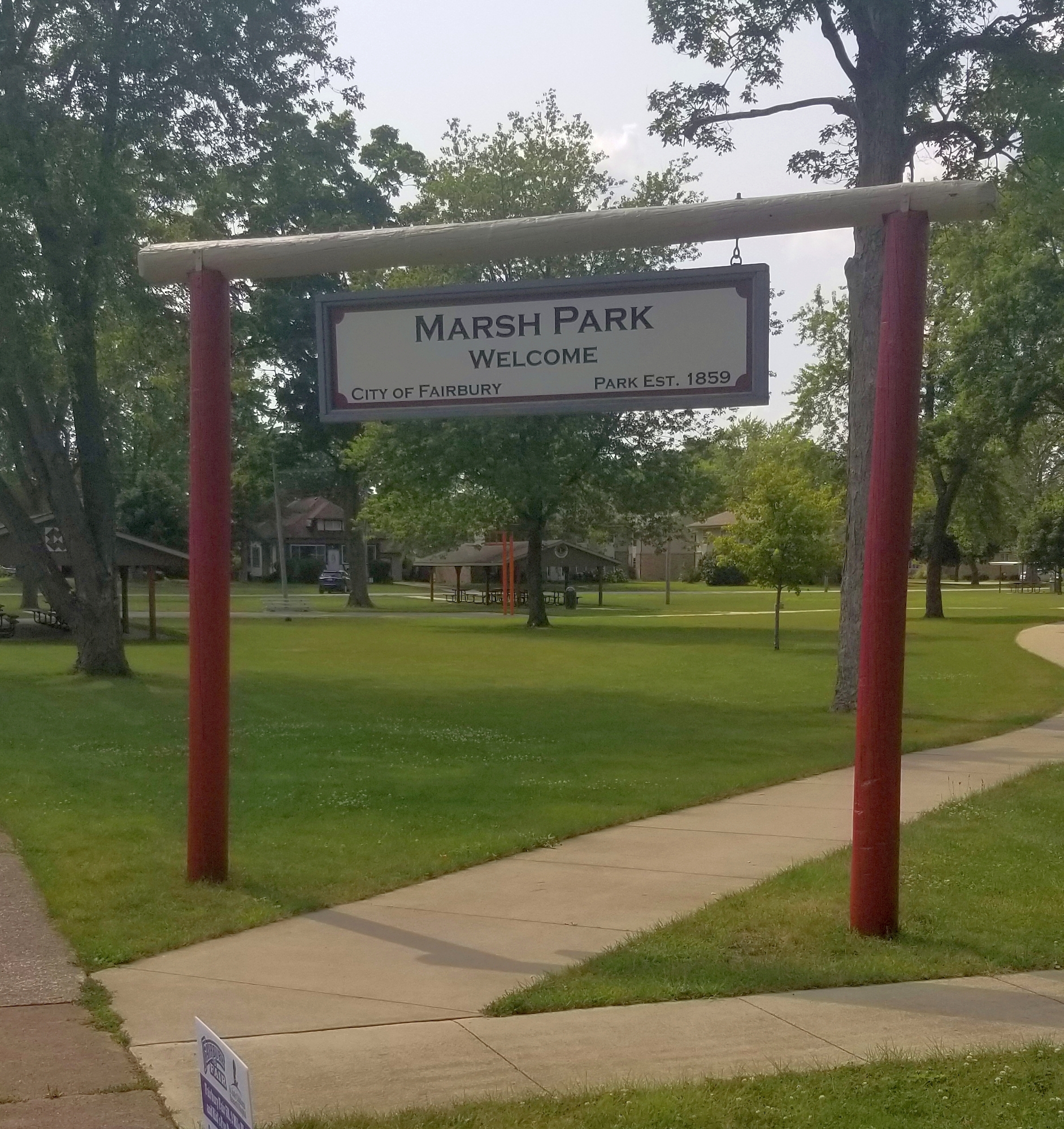 photos after I finished 2024 july painting of marsh park - welcome sign