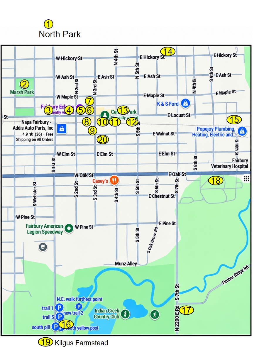 to make map of fairbury walking tour sep 2026--vers 00 on 09-19-2026